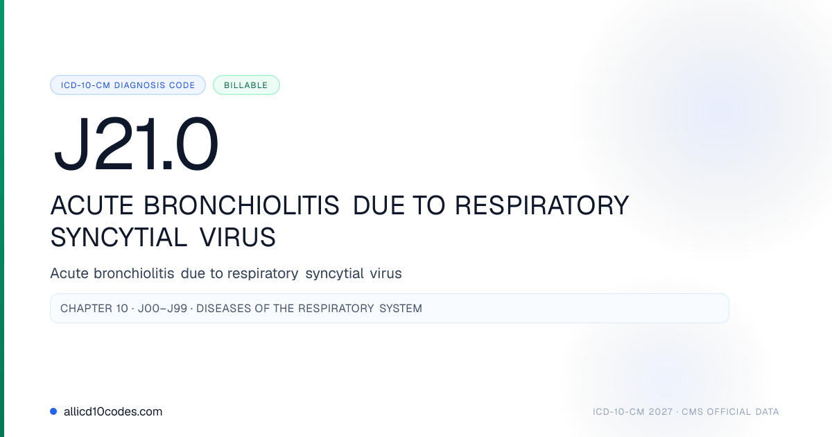 J21.0 Acute bronchiolitis due to respiratory syncytial virus | ICD-10 ...