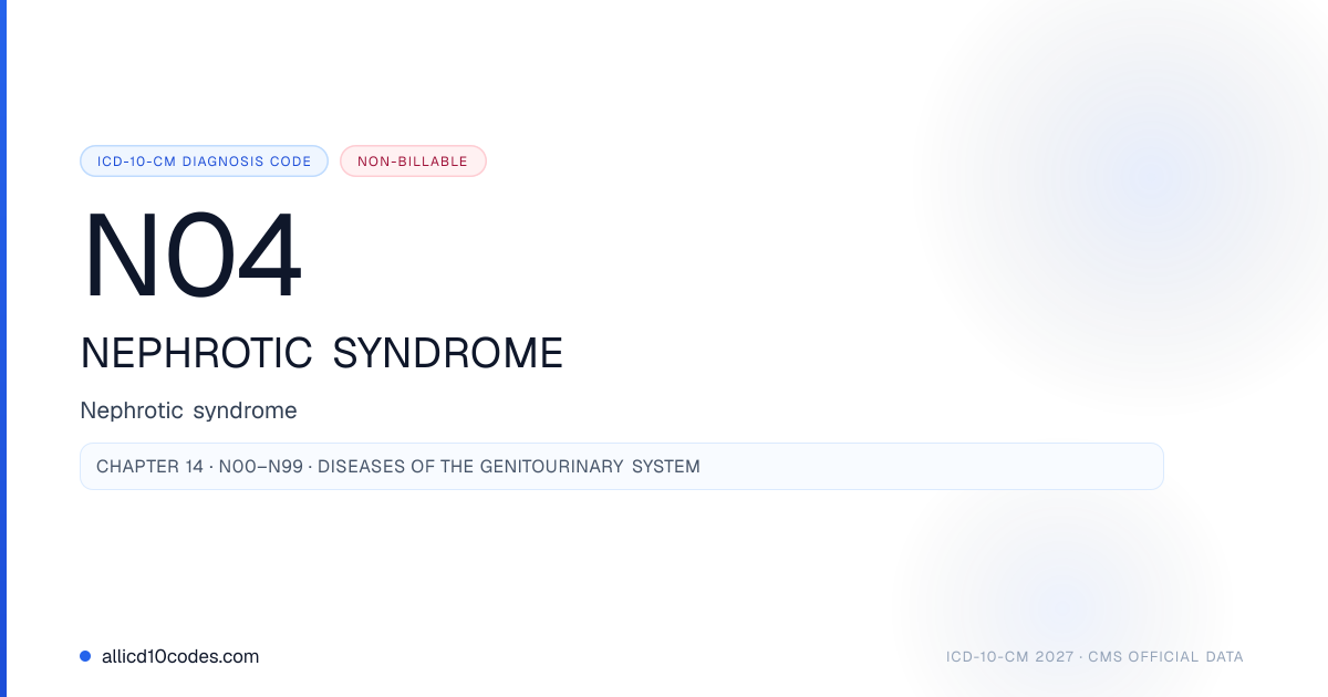 N04 Nephrotic syndrome | ICD-10-CM 2026 | allicd10codes.com