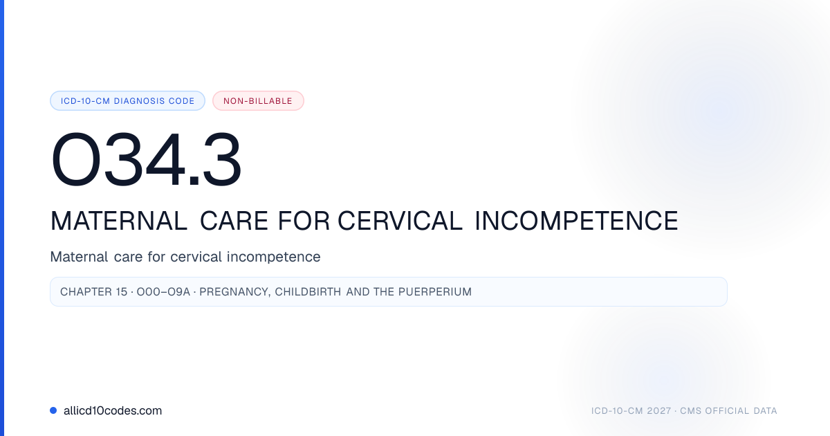 O34.3 Maternal care for cervical incompetence | ICD-10-CM 2026 ...
