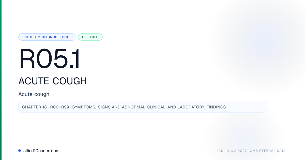 R05.1 Acute cough | ICD-10-CM 2026 | allicd10codes.com