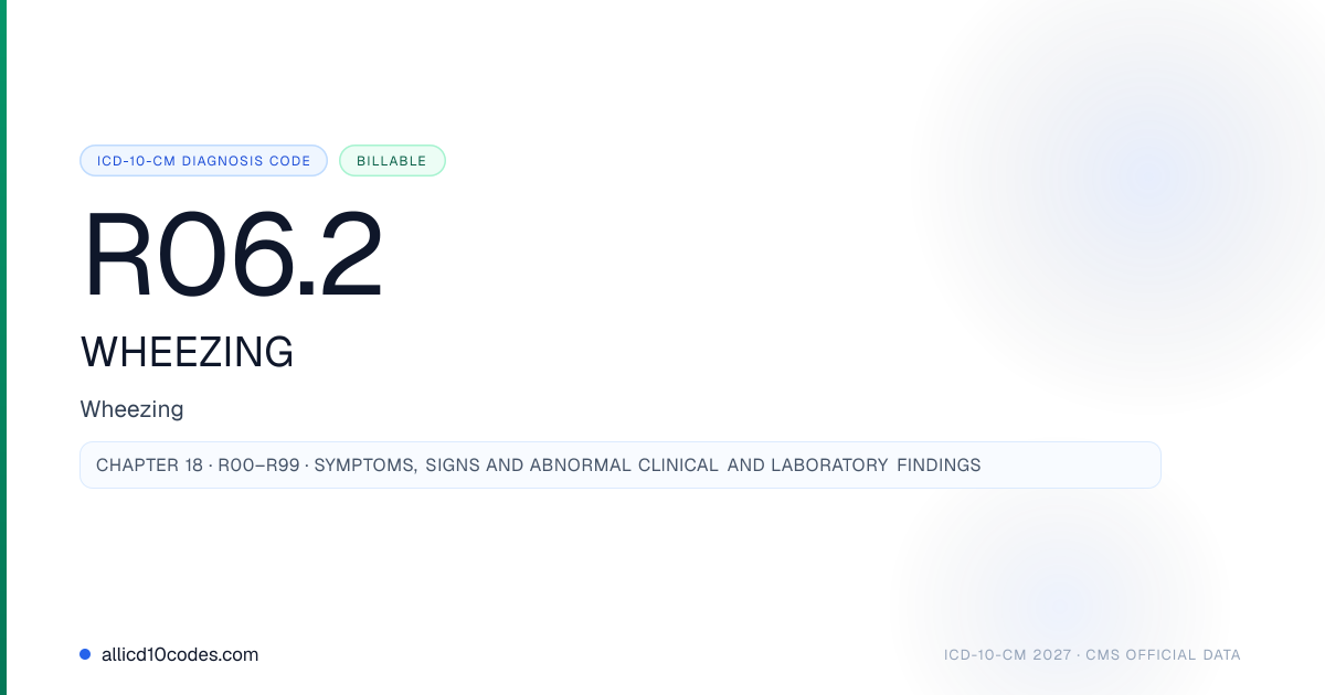 R06.2 Wheezing | ICD-10-CM 2026 | allicd10codes.com